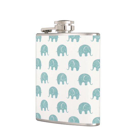 Blauwgroen Cute Elephant Patroon Heupfles (Links)
