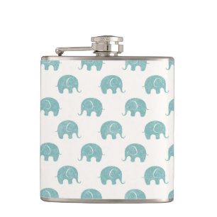 Blauwgroen Cute Elephant Patroon Heupfles