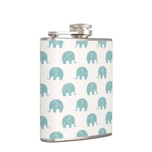 Blauwgroen Cute Elephant Patroon Heupfles (Rechts)