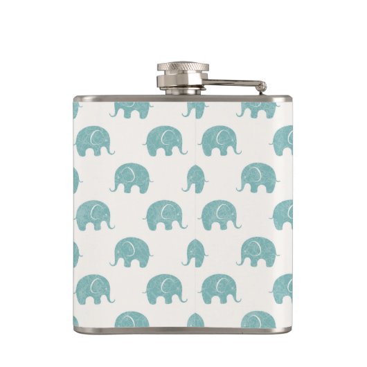 Blauwgroen Cute Elephant Patroon Heupfles (Achterkant)