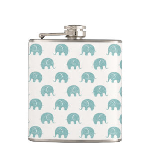 Blauwgroen Cute Elephant Patroon Heupfles