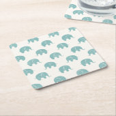 Blauwgroen Cute Elephant Patroon Kartonnen Onderzetters (Schuin)