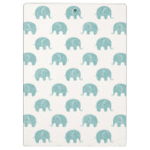 Blauwgroen Cute Elephant Patroon Klembord (Achterkant)