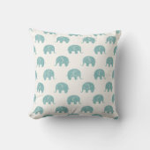 Blauwgroen Cute Elephant Patroon Kussen (Voorkant)