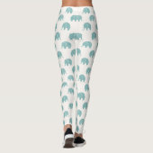 Blauwgroen Cute Elephant Patroon Leggings (Achterkant)