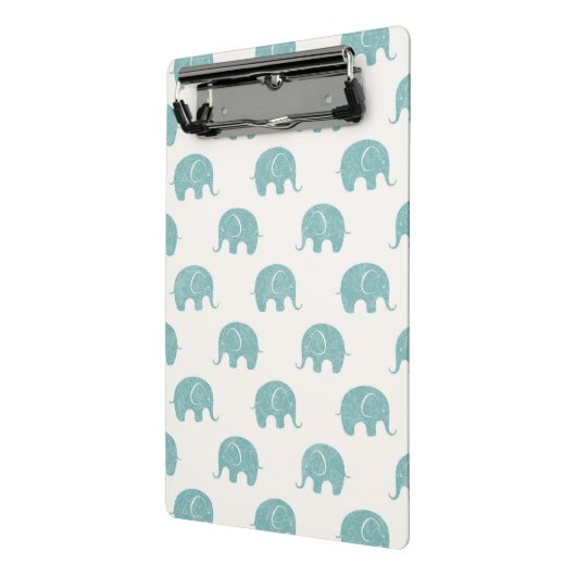 Blauwgroen Cute Elephant Patroon Mini Klembord (Angled2)