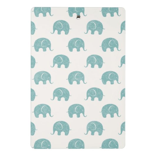 Blauwgroen Cute Elephant Patroon Mini Klembord (Achterkant)