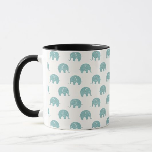 Blauwgroen Cute Elephant Patroon Mok (Links)