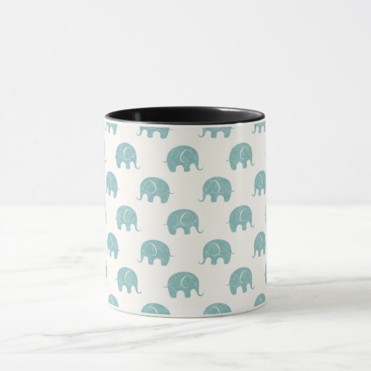 Blauwgroen Cute Elephant Patroon Mok (Midden)