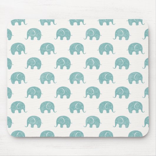 Blauwgroen Cute Elephant Patroon Muismat (Voorkant)