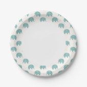 Blauwgroen Cute Elephant Patroon Papieren Bordje (Voorkant)