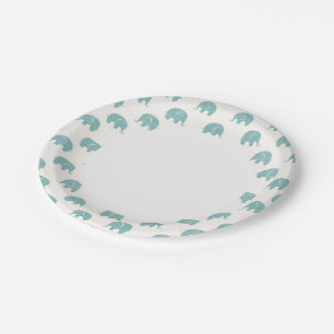 Blauwgroen Cute Elephant Patroon Papieren Bordje