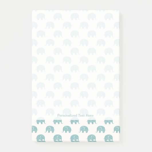 Blauwgroen Cute Elephant Patroon Post-it® Notes (Voorkant)