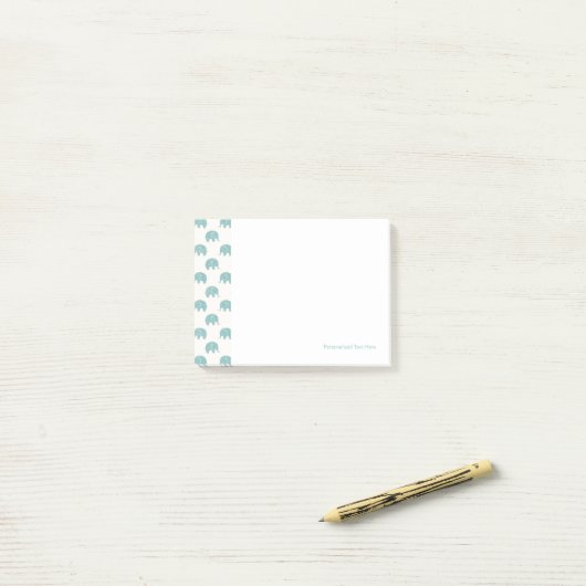 Blauwgroen Cute Elephant Patroon Post-it® Notes (Op bureau)