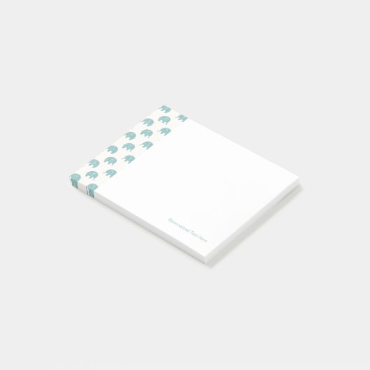 Blauwgroen Cute Elephant Patroon Post-it® Notes (Schuin)