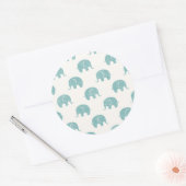 Blauwgroen Cute Elephant Patroon Ronde Sticker (Envelop)