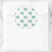 Blauwgroen Cute Elephant Patroon Ronde Sticker (Tas)