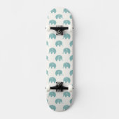 Blauwgroen Cute Elephant Patroon Skateboard (Voorkant)
