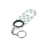 Blauwgroen Cute Elephant Patroon Sleutelhanger Flessenopener (Achterkant Gekanteld)