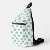 Blauwgroen Cute Elephant Patroon Sling Bag (Rechterhoek)