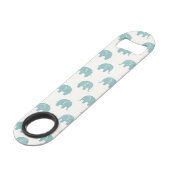 Blauwgroen Cute Elephant Patroon Speed Flessenopener (Achterkant Gekanteld)