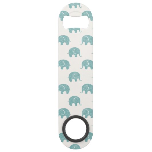 Blauwgroen Cute Elephant Patroon Speed Flessenopener (Voorkant)