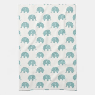 Blauwgroen Cute Elephant Patroon Theedoek