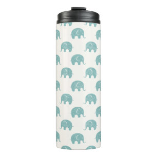 Blauwgroen Cute Elephant Patroon Thermosbeker