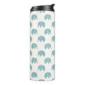 Blauwgroen Cute Elephant Patroon Thermosbeker (Gedraaid links)