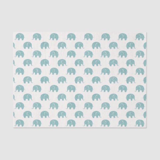 Blauwgroen Cute Elephant Patroon Tissuepapier (Voorkant)