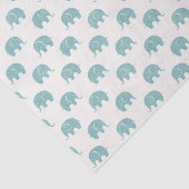 Blauwgroen Cute Elephant Patroon Tissuepapier (Detail)