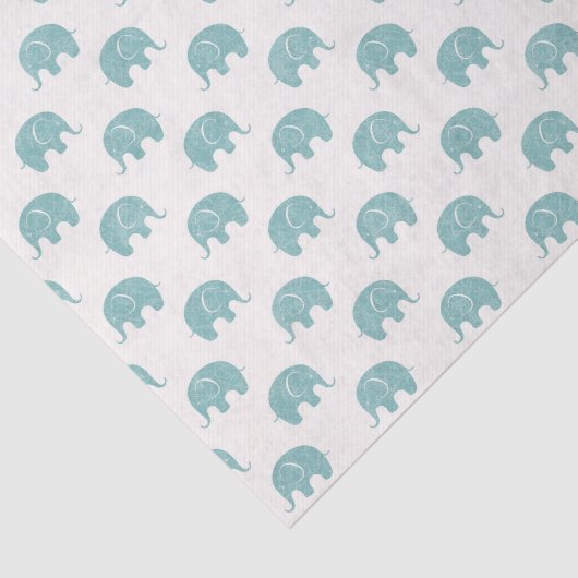 Blauwgroen Cute Elephant Patroon Tissuepapier (Detail)
