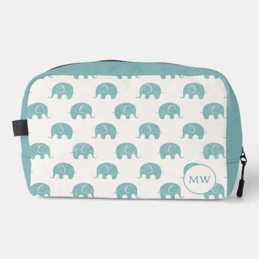 Blauwgroen Cute Elephant Patroon Toilettasje (Voorkant)