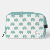Blauwgroen Cute Elephant Patroon Toilettasje (Achterkant)