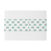 Blauwgroen Cute Elephant Patroon Uitnodigingen Wikkel (Achterkant Voorbeeld)