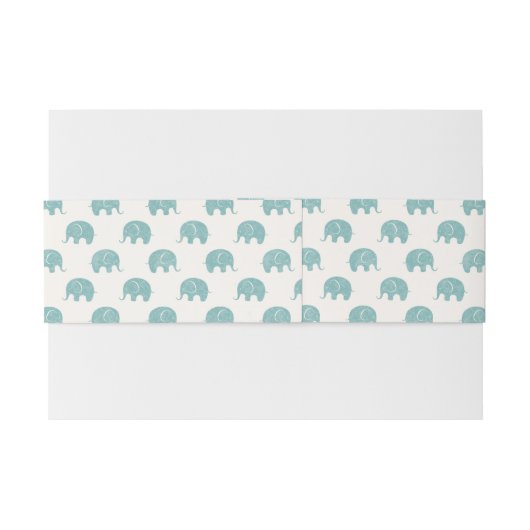 Blauwgroen Cute Elephant Patroon Uitnodigingen Wikkel (Achterkant Voorbeeld)