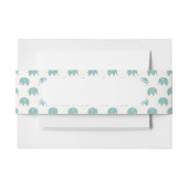 Blauwgroen Cute Elephant Patroon Uitnodigingen Wikkel (Voorkant Voorbeeld)
