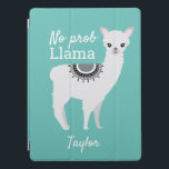 Blauwgroen Cute NO Prob Llama met naam iPad Pro Cover<br><div class="desc">Blauwgroen Schattigee NO Prob Llama met Naam iPad Pro Hoesje Bescherm uw iPad Pro in stijl met onze Blauwgroen Schattigee NO Prob Llama met Naam iPad Pro Hoesje. Deze schattige en humoristische cover heeft een leuke lama-illustratie en het speelse citaat "NO prob Llama" tegen een levendige blauwgroen achtergrond. Personaliseer deze...</div>