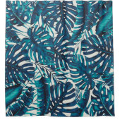 Blauwgroen Cyaan Green Tropical Palm Leaves Summer Douchegordijn (Voorkant)