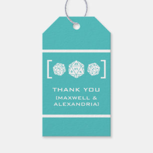 Blauwgroen D20-desktop Gamer Wedding Gift-Labels Cadeaulabel