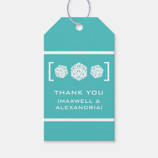Blauwgroen D20-desktop Gamer Wedding Gift-Labels Cadeaulabel (Voorkant)