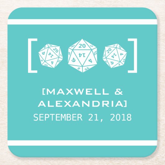 Blauwgroen D20-desktop gamerpapier Onderzetters (Voorkant)