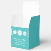 Blauwgroen D20-tapijtschelp voor gamers Bedankdoosjes (Geopend)