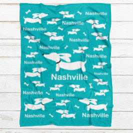 Blauwgroen Dachshund Custom Deken voor Wiener Dogs