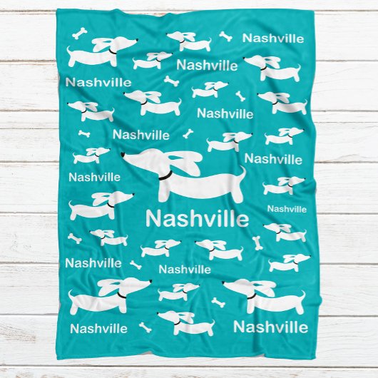 Blauwgroen Dachshund Custom Deken voor Wiener Dogs