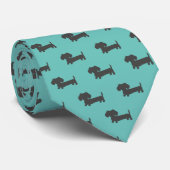 Blauwgroen Dachshund Papa Accessoire Necktie Strop Stropdas (Opgerold)