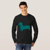 Blauwgroen Dachshund Silhouette T-shirt (Voorkant volledig)