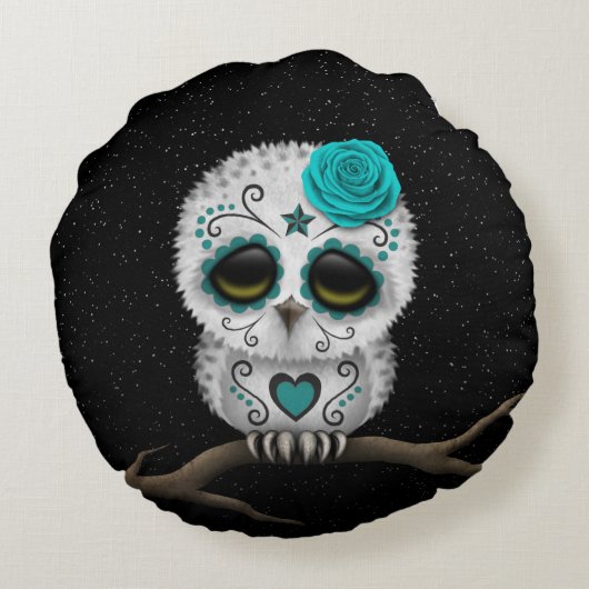 Blauwgroen dag van de dode suikerriet rond kussen (Achterkant)