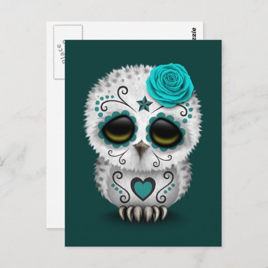 Blauwgroen dag van de dode suikerschedel briefkaart (Voorkant / Achterkant)