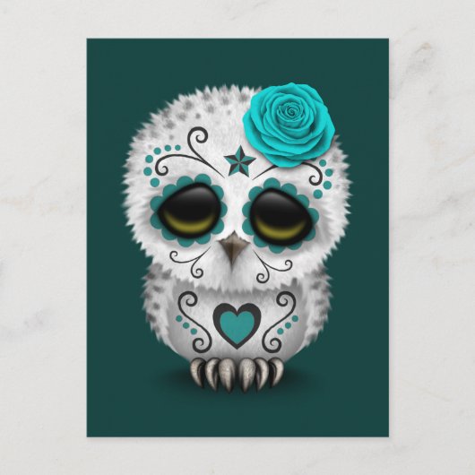 Blauwgroen dag van de dode suikerschedel briefkaart (Voorkant)